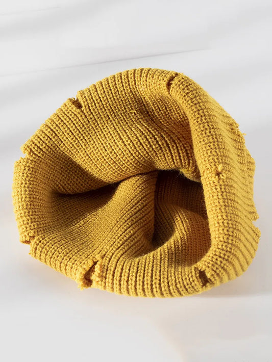 Distressed Cuffed Knit Hat - adritiX