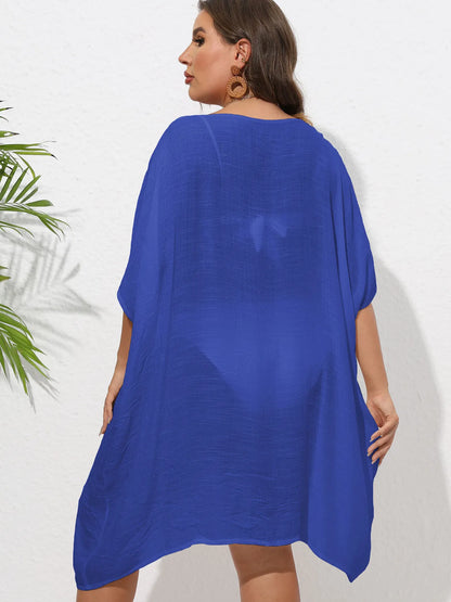 Crochet Trim V-Neck Beach Cover Up Dress - adritiX