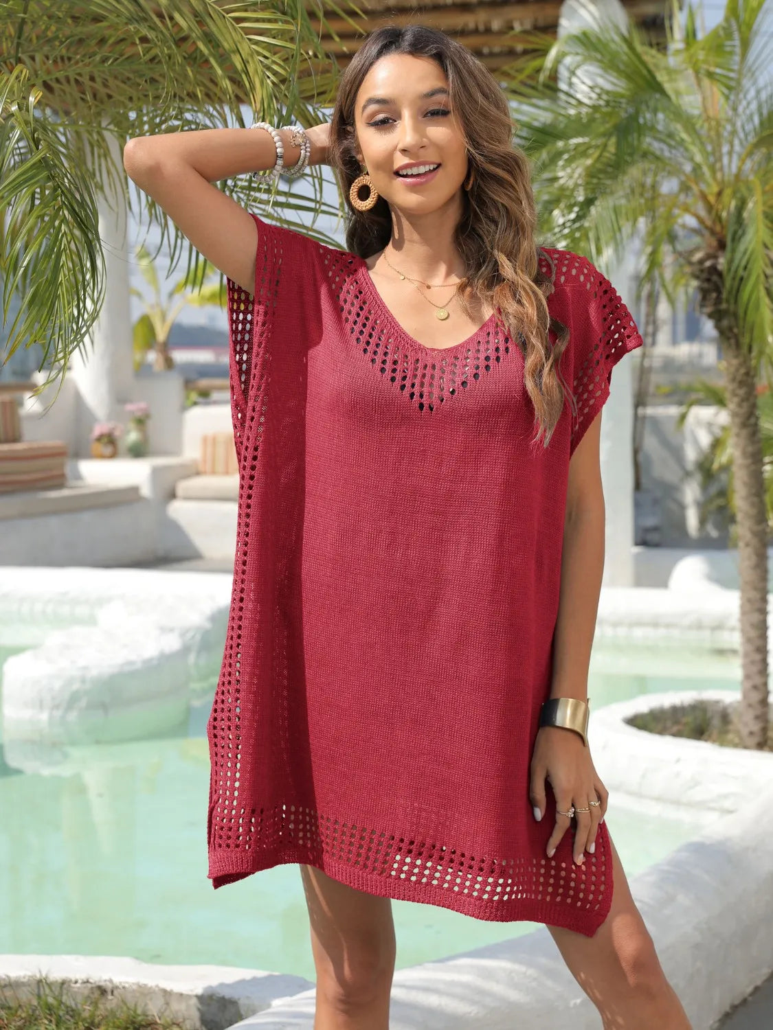 Crochet Trim Beach Cover Up Dress - adritiX