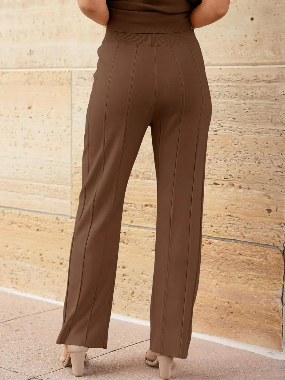 Round Neck Cap Sleeve Top and Pants Knit Set - adritiX