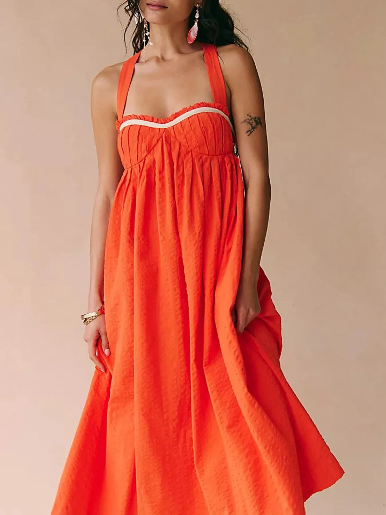 Sweetheart Neck Midi Dress - adritiX