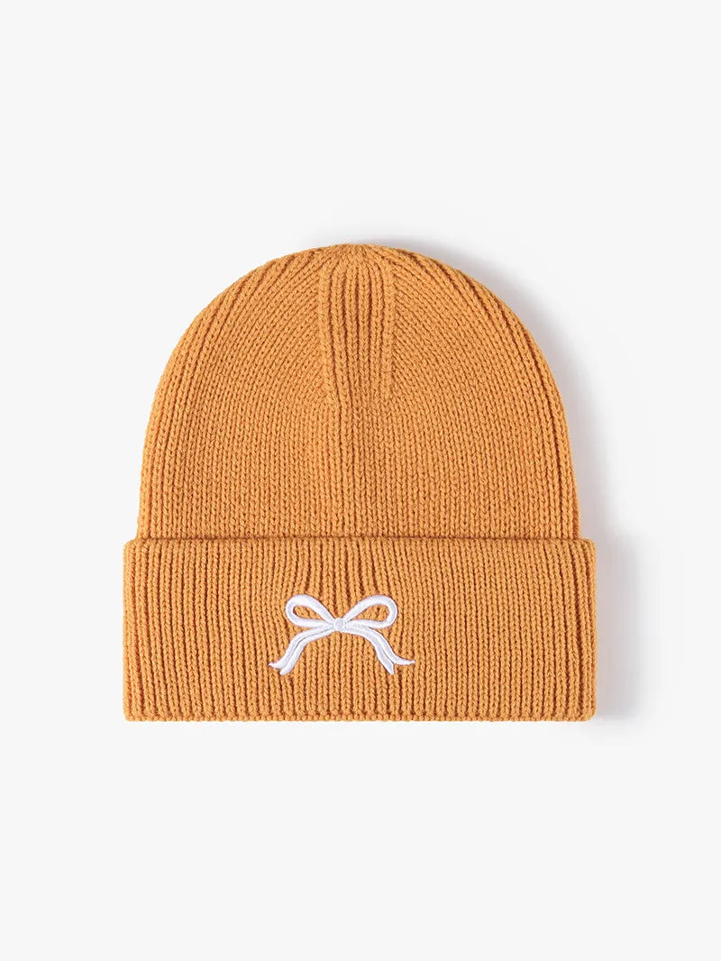 Embroidered Bow Knit Hat - adritiX