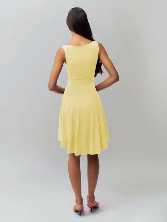 High-Low Round Neck Sleeveless Dress - adritiX