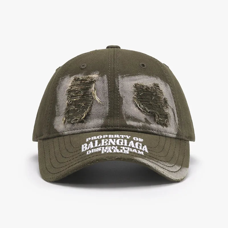 Distressed Letter Cotton Baseball Cap - adritiX