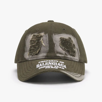 Distressed Letter Cotton Baseball Cap - adritiX