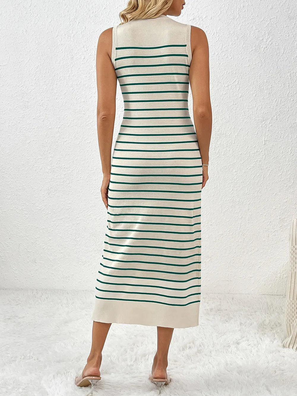 Round Neck Sleeve Midi Knit Dress - adritiX