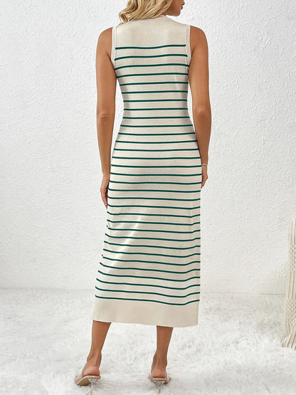 Round Neck Sleeve Midi Knit Dress - adritiX
