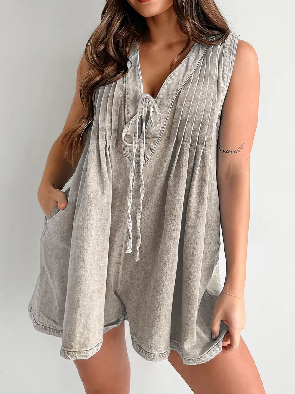 Elegant Tied Romper with Pockets - adritiX