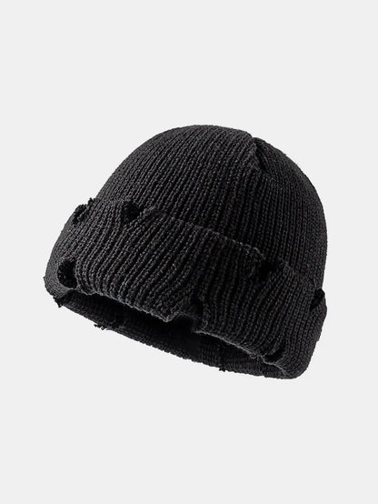 Distressed Cuffed Knit Hat - adritiX