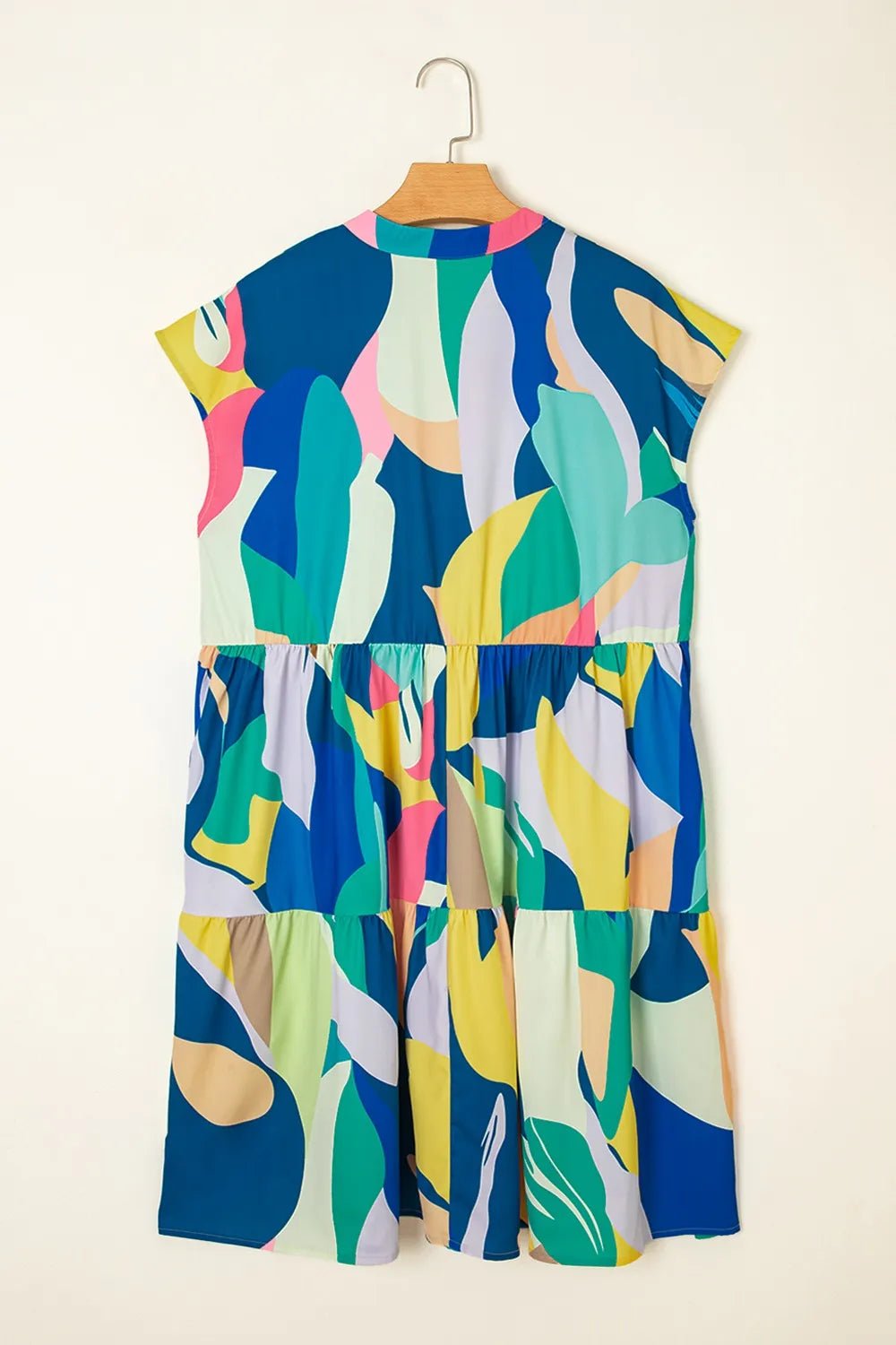 Abstract Print Cap Sleeve Pocketed Mini Dress - adritiX