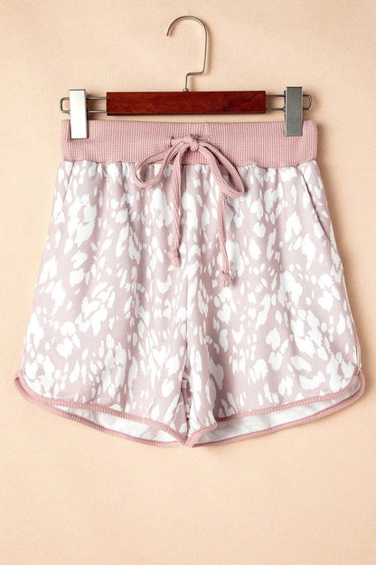 Abstract Print Drawstring Casual Shorts - adritiX