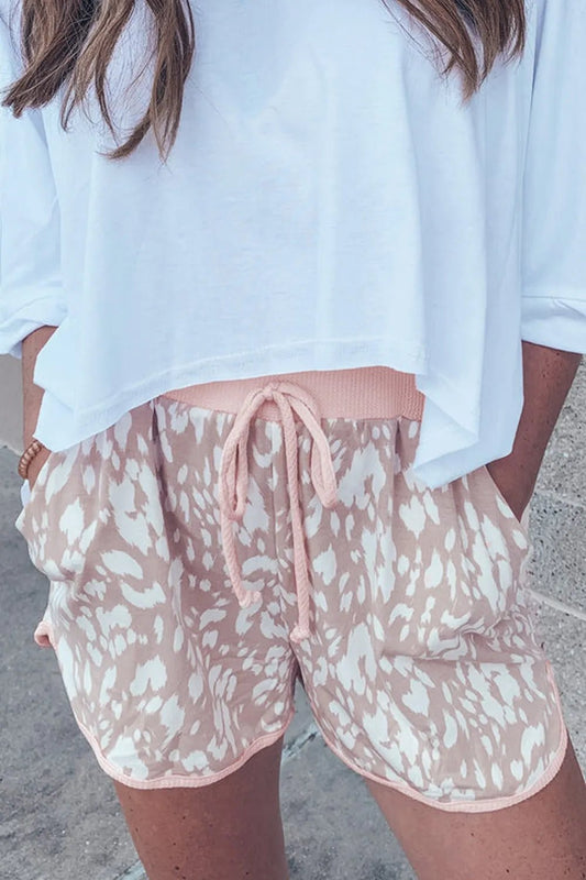 Abstract Print Drawstring Casual Shorts - adritiX