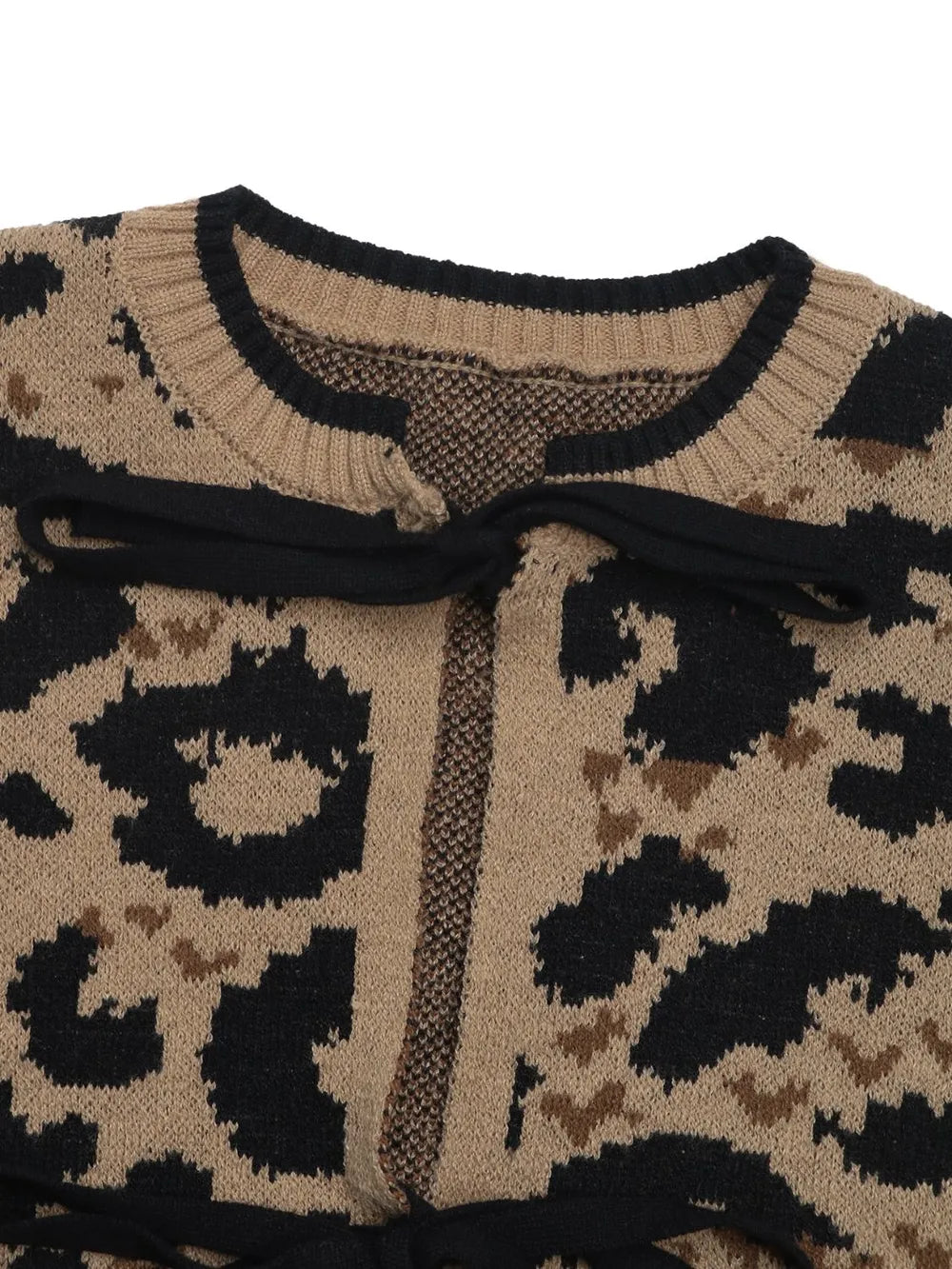 Perfee Tied Leopard Long Sleeve Cardigan - adritiX