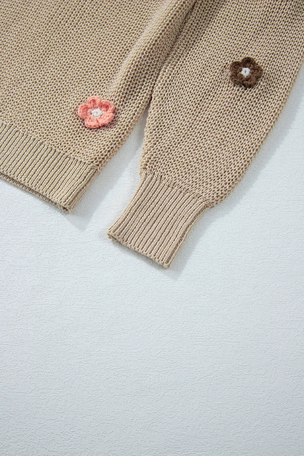 HELLO Flower Round Neck Long Sleeve Sweater - adritiX
