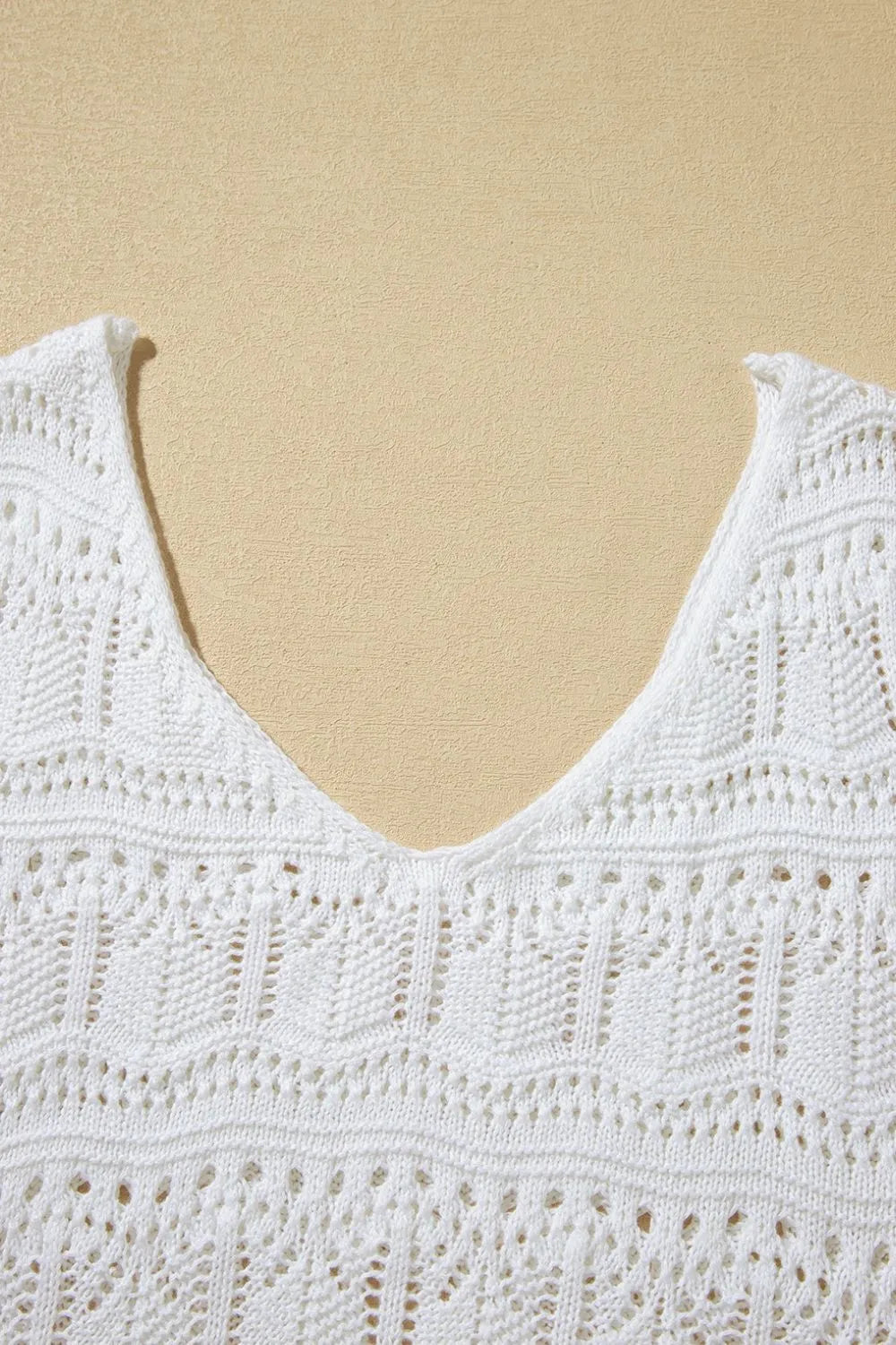 V Neck Textured Hollow-Out Sweater Vest - adritiX