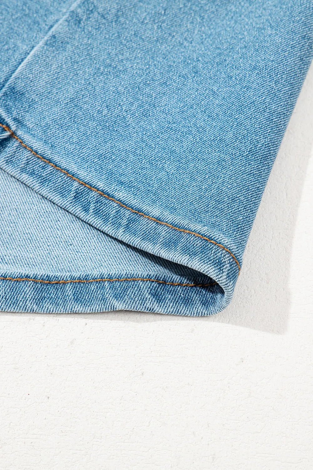 Acid Wash Bowknot Details High Waist Denim Skirt - adritiX