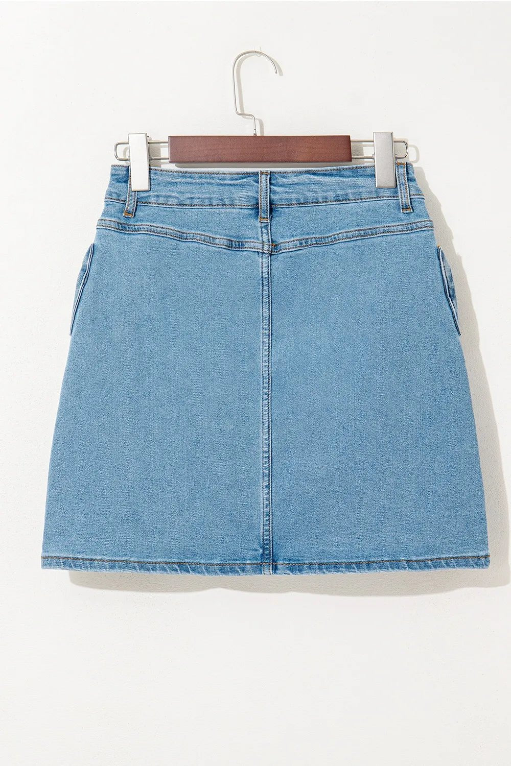 Acid Wash Bowknot Details High Waist Denim Skirt - adritiX