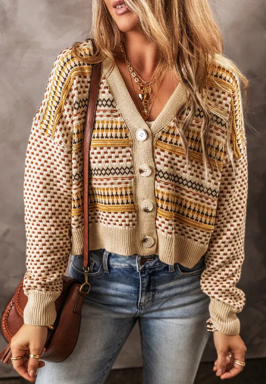 Button Down Long Sleeve Cardigan - adritiX