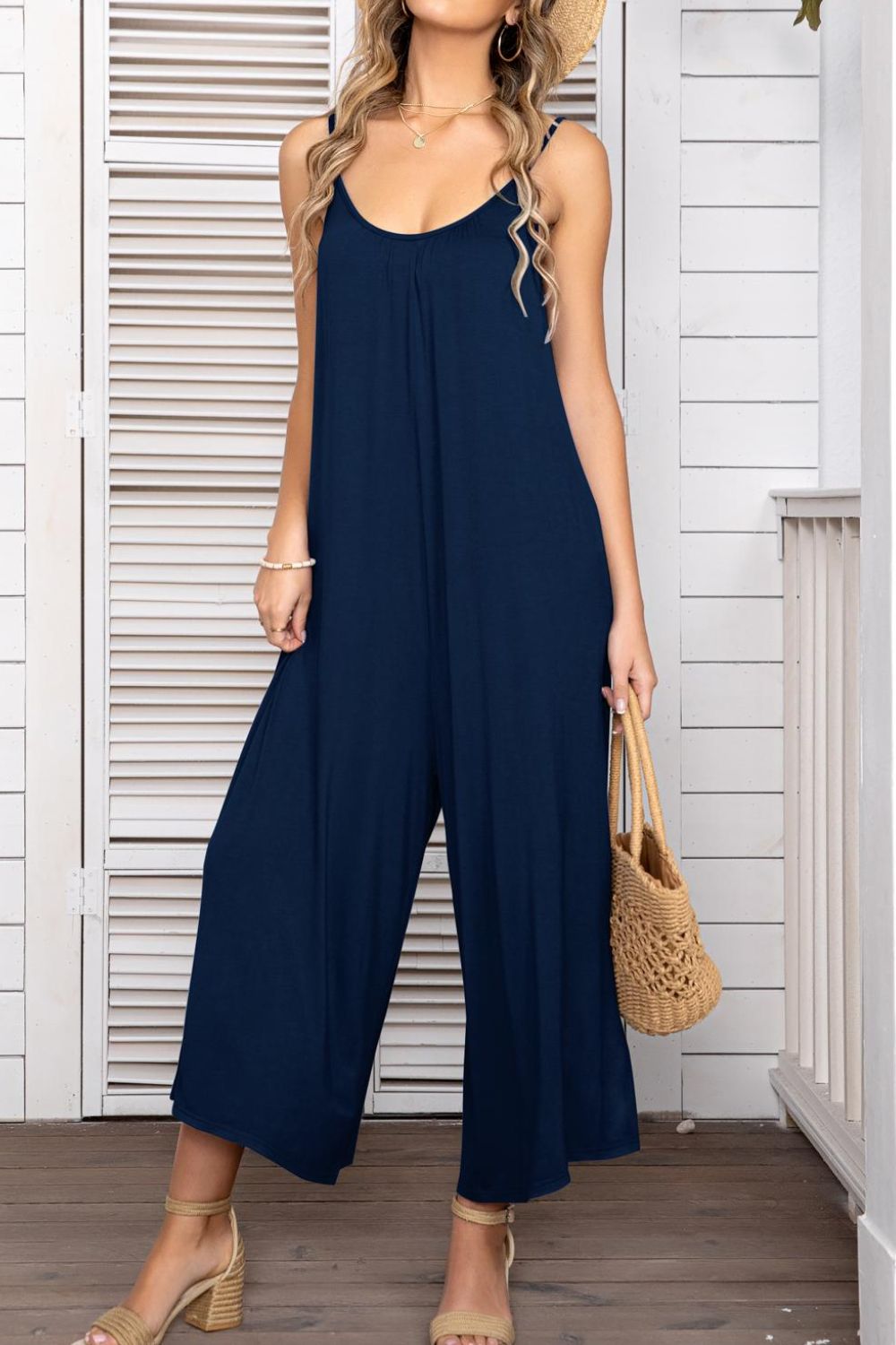 Elegant Spaghetti Strap Scoop Neck Jumpsuit - adritiX