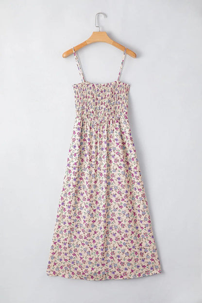 Multicolour Bohemian Ditsy Floral Smocked Fit Flare Sundress - adritiX