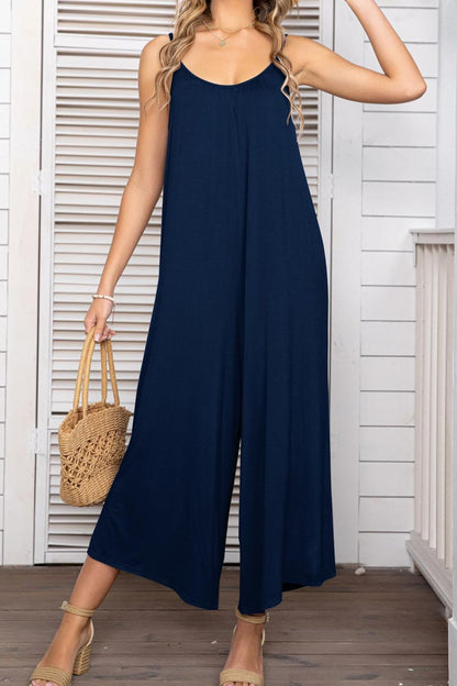 Elegant Spaghetti Strap Scoop Neck Jumpsuit - adritiX