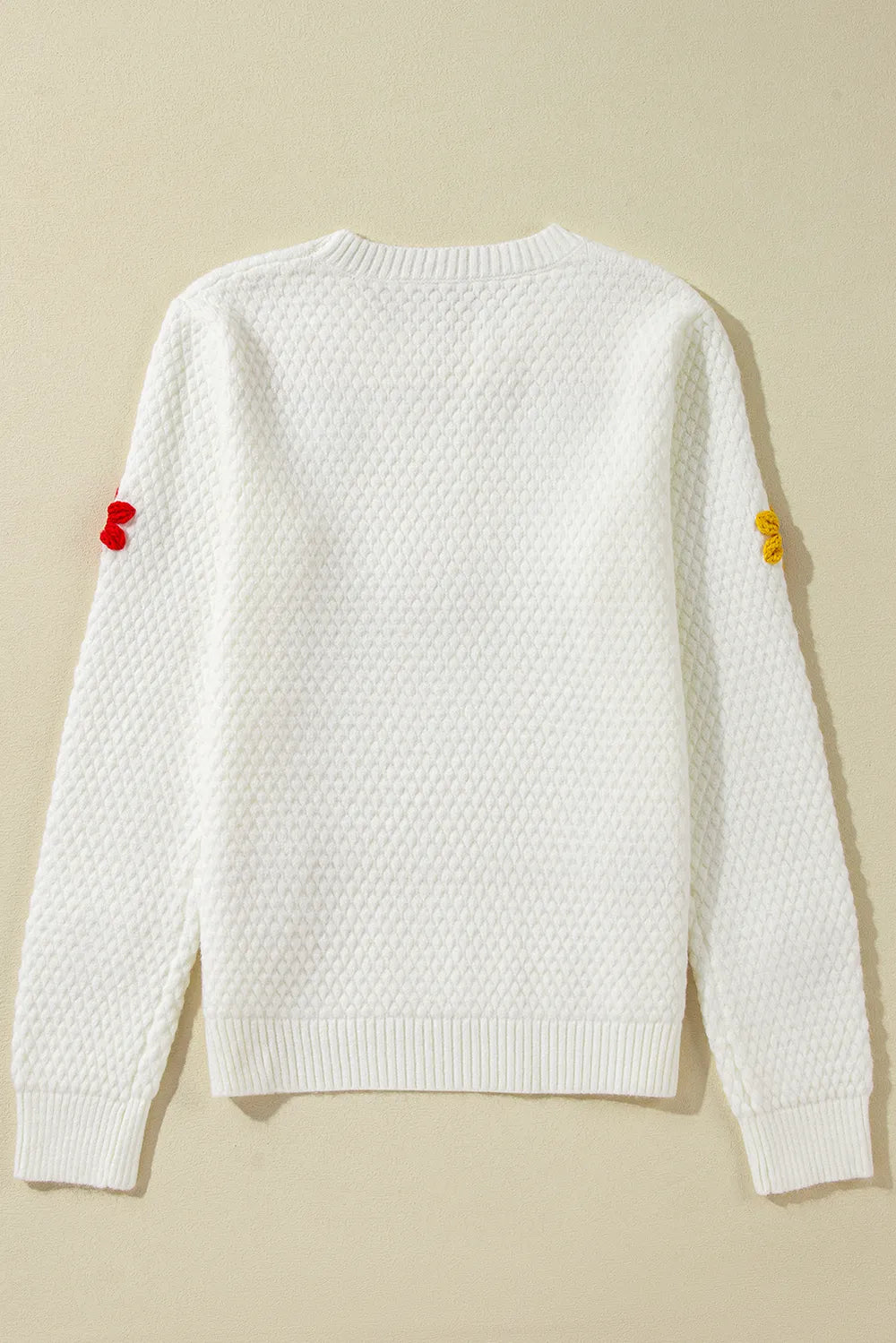 Elegant Crochet Flower Round Neck Long Sleeve Sweater - adritiX