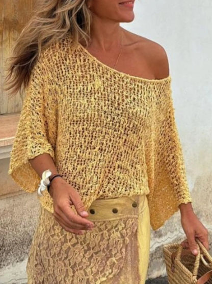 Crochet Boat Neck Knit Cover Up - adritiX