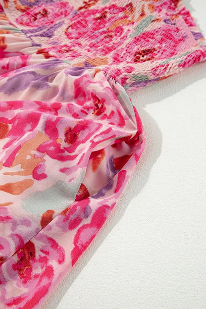 Floral Print Shirred One Shoulder Maxi Dress - adritiX