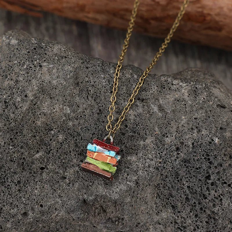 Alloy Books Pendant Necklace - adritiX