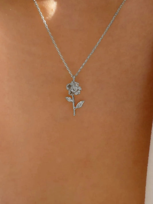 Alloy Rose Pendant Necklace - adritiX