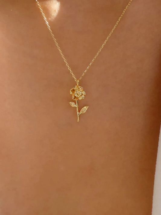 Alloy Rose Pendant Necklace - adritiX