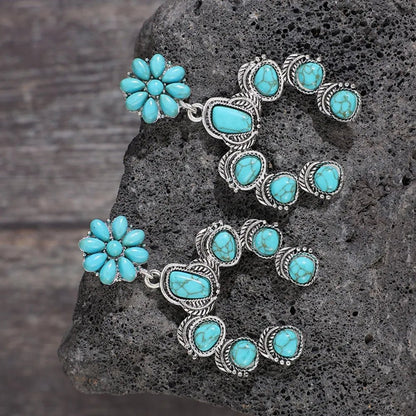 Artificial Turquoise Alloy Dangle Earrings - adritiX