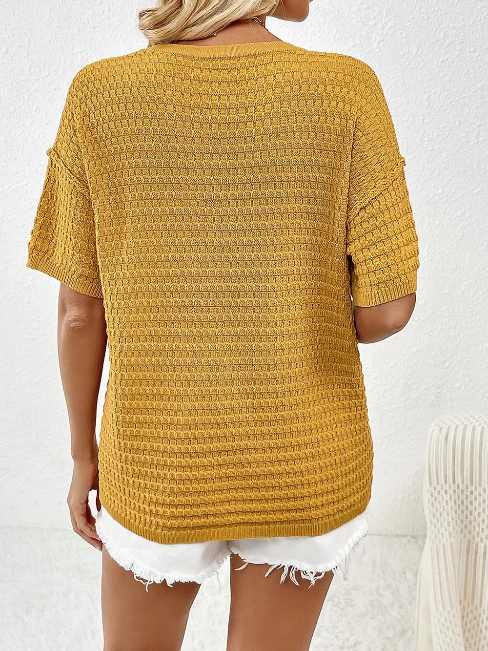 Round Neck Half Sleeve Knit Top - adritiX