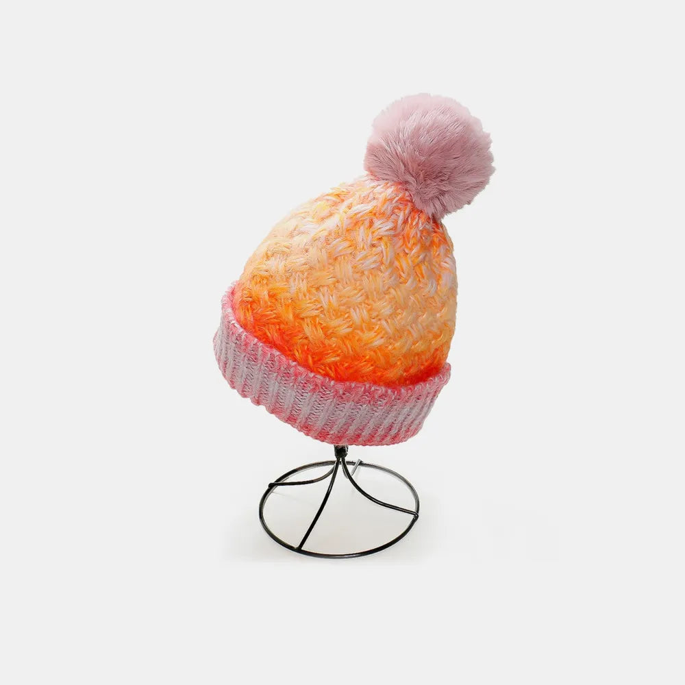Gradient Knit Hat with Pompom - adritiX