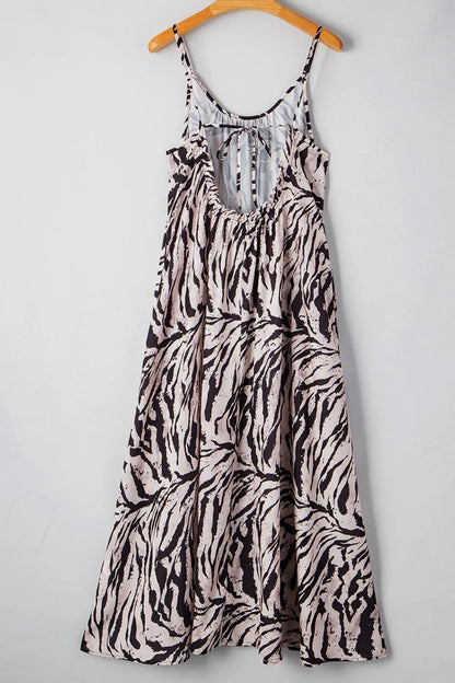 Abstract Print Tie Back Maxi Cami Dress - adritiX