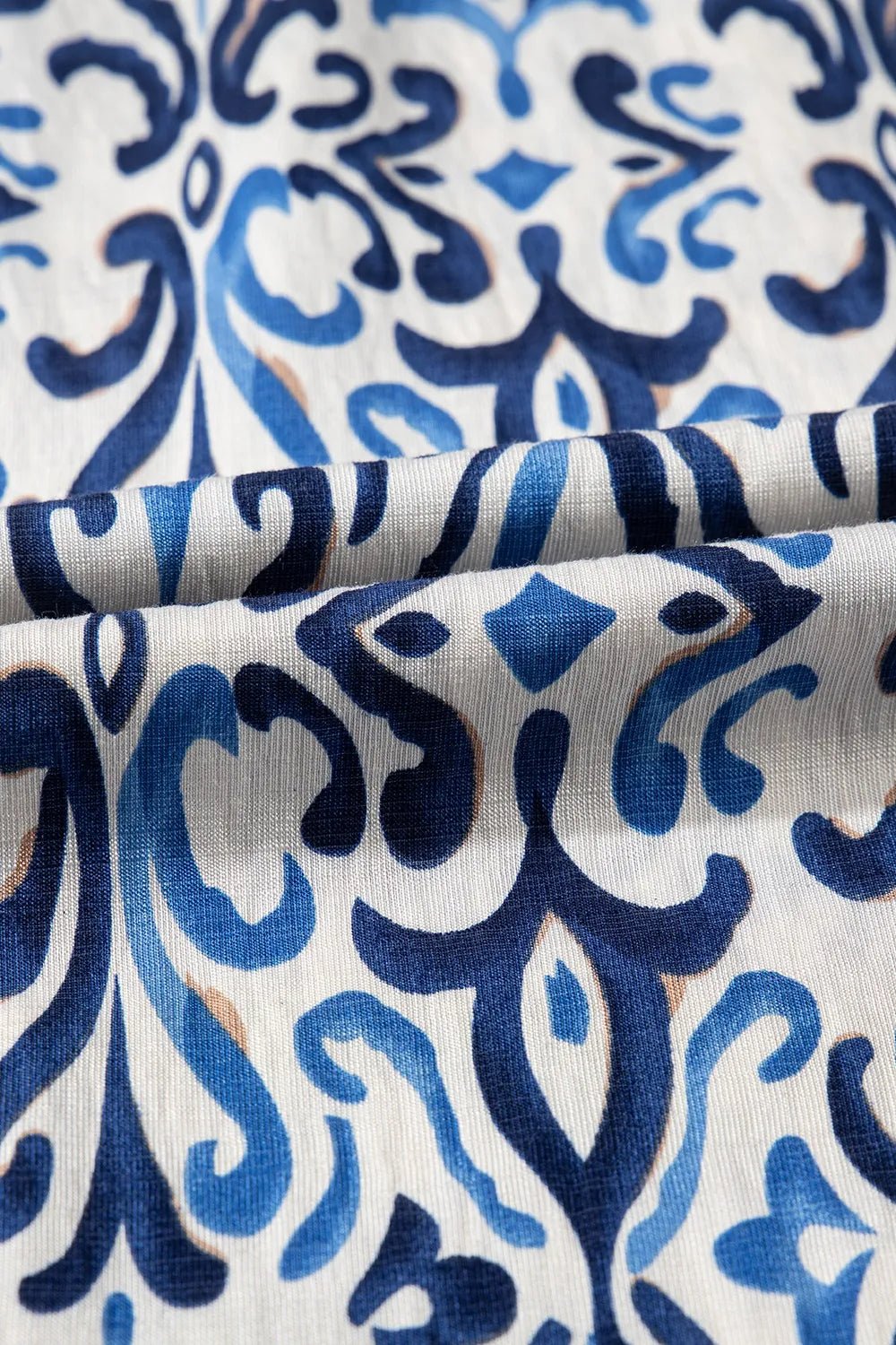 Smocked Printed Square Neck Dress - adritiX