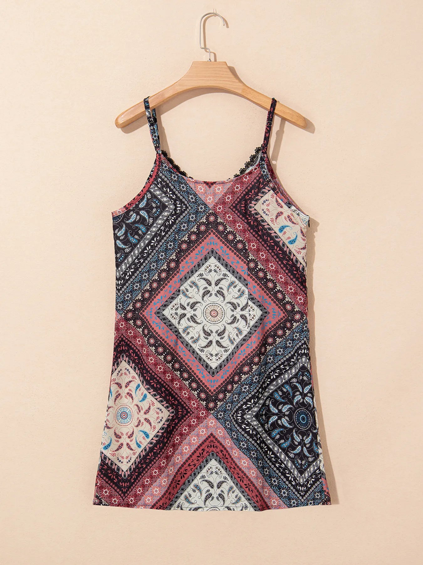 Geometric Paisley Print Cami Mini Dress - adritiX