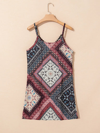Geometric Paisley Print Cami Mini Dress - adritiX