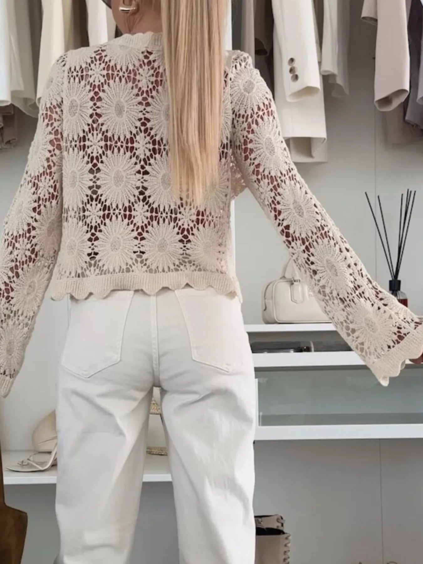 Lace V-Neck Button-Up Cardigan - adritiX