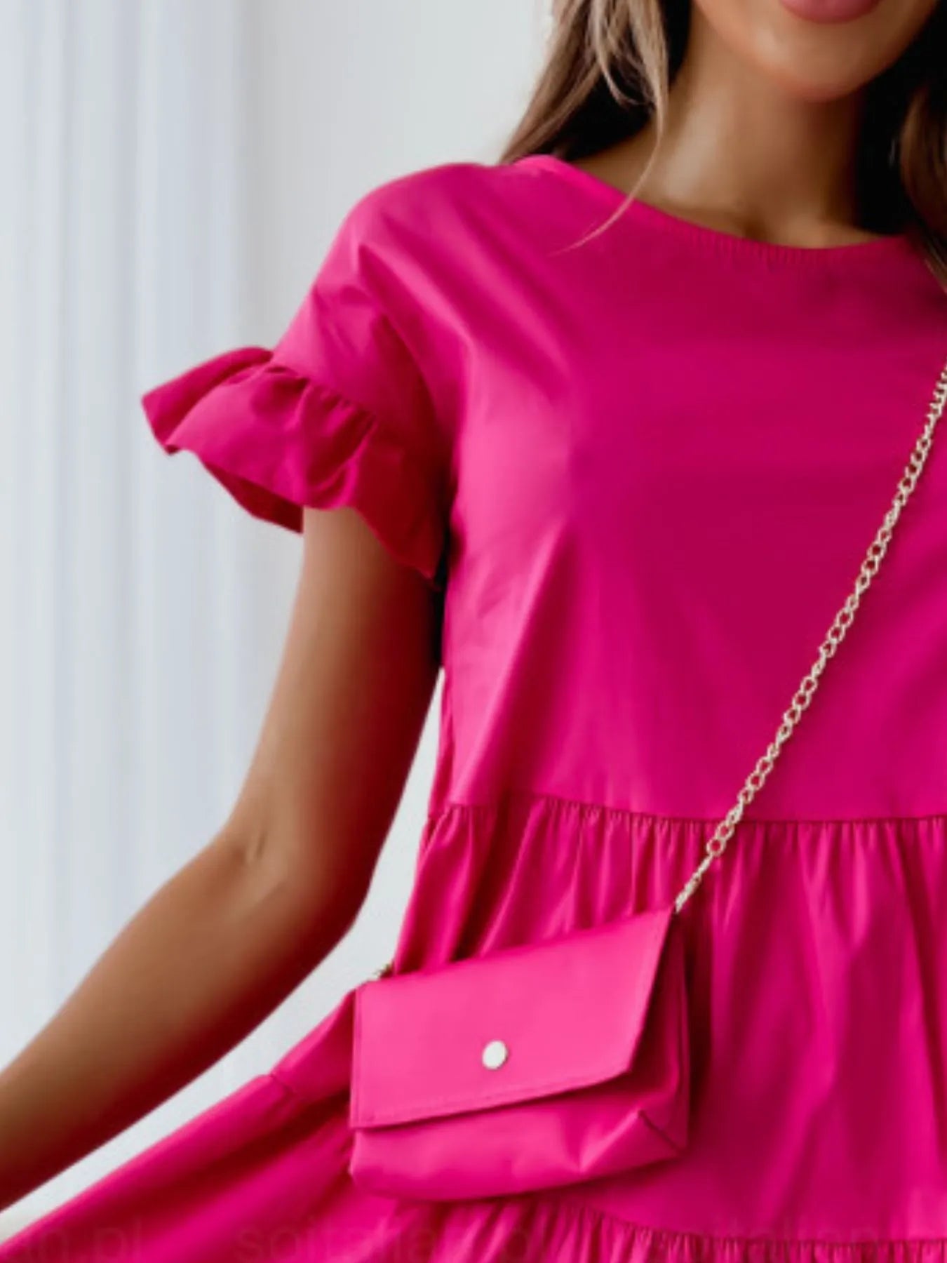 Ruffle Sleeve Tiered Swing Dress - adritiX