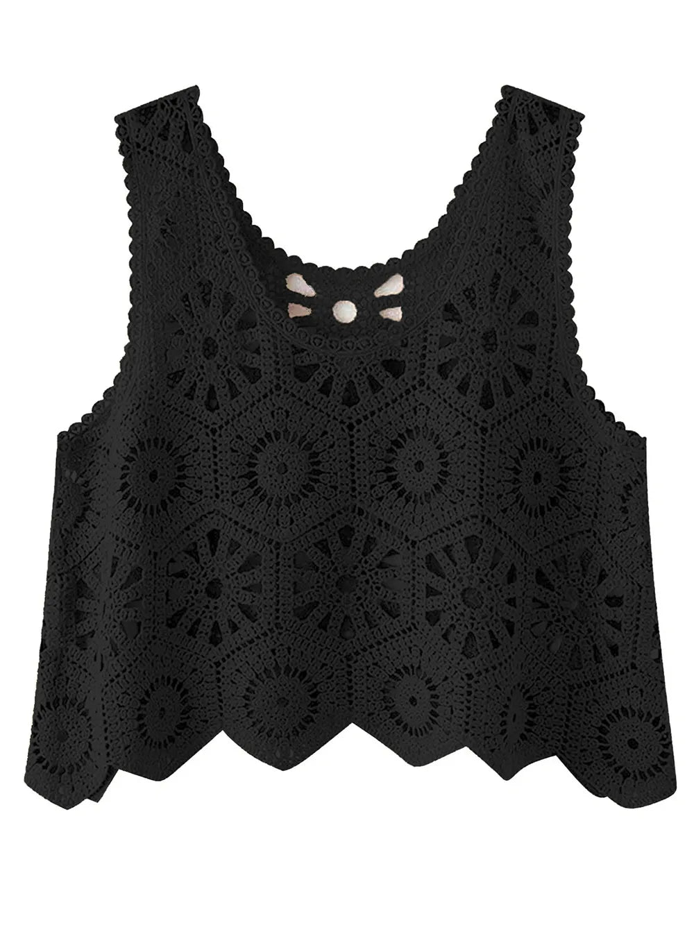 Openwork Round Neck Knit Vest - adritiX