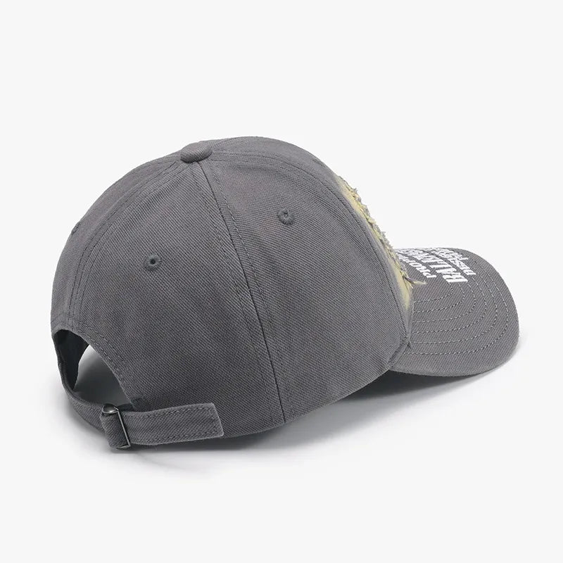 Distressed Letter Cotton Baseball Cap - adritiX