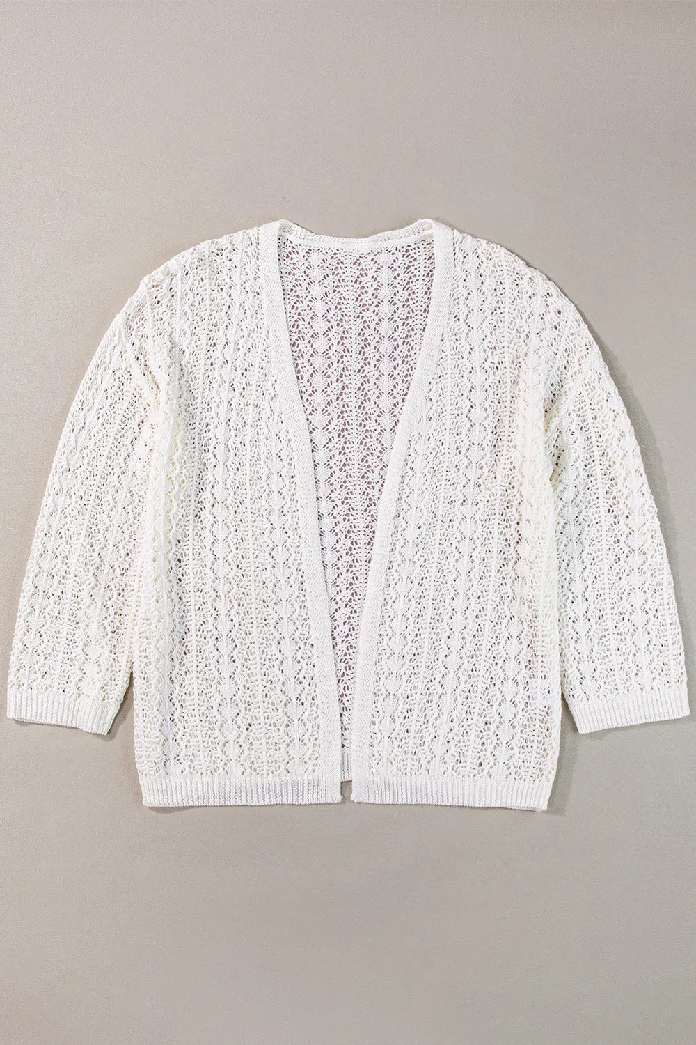 Openwork Open Front Dropped Shoulder Cardigan - adritiX