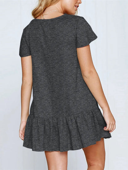 Ruffled V-Neck Mini Dress - adritiX