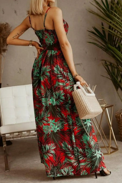 Printed Spaghetti Strap Maxi Dress - adritiX