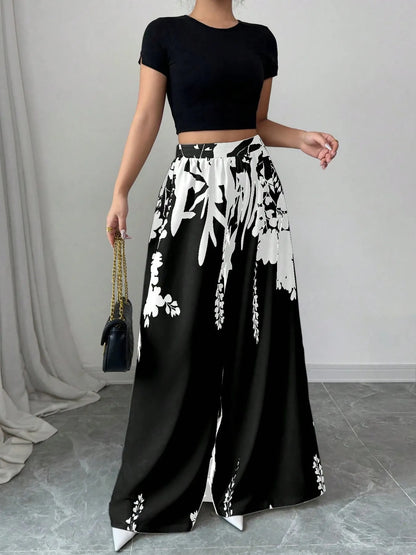 Printed Wide Leg Pants - adritiX
