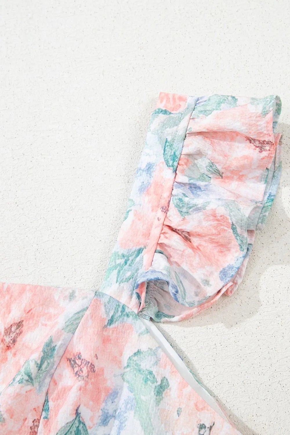 Floral Colorblock Flutter Straps Flowy Dress - adritiX