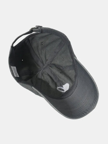 Embroidered Heart Washed Cotton Baseball Cap - adritiX