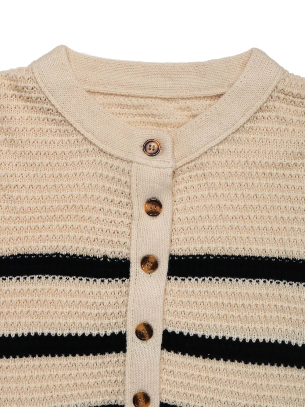 Perfee Striped Half Button Long Sleeve Sweater - adritiX