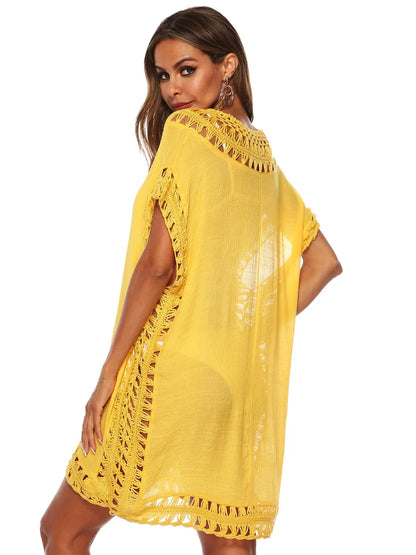 Bohemian Crochet Trim Beach Cover Up Dress - adritiX